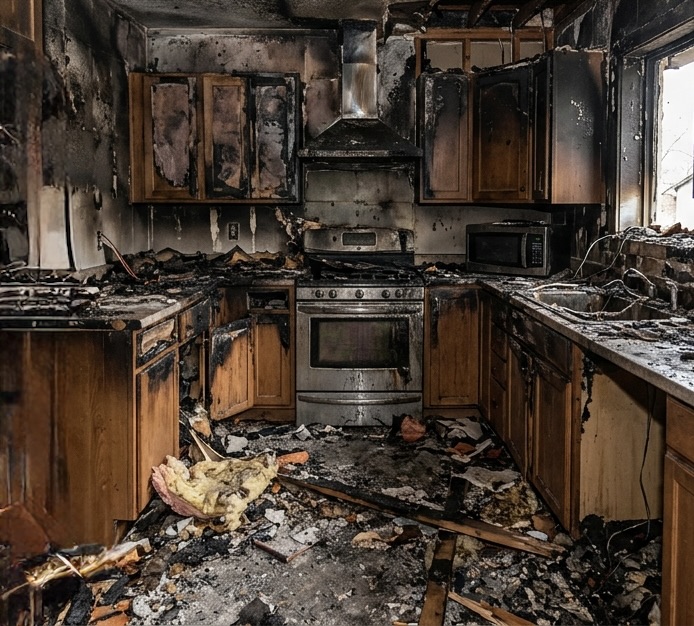 Fire and smoke restoration example, before cleanup