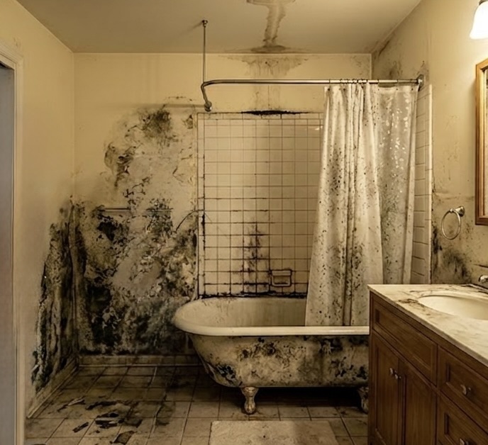 Mold cleanup restoration example, before cleanup